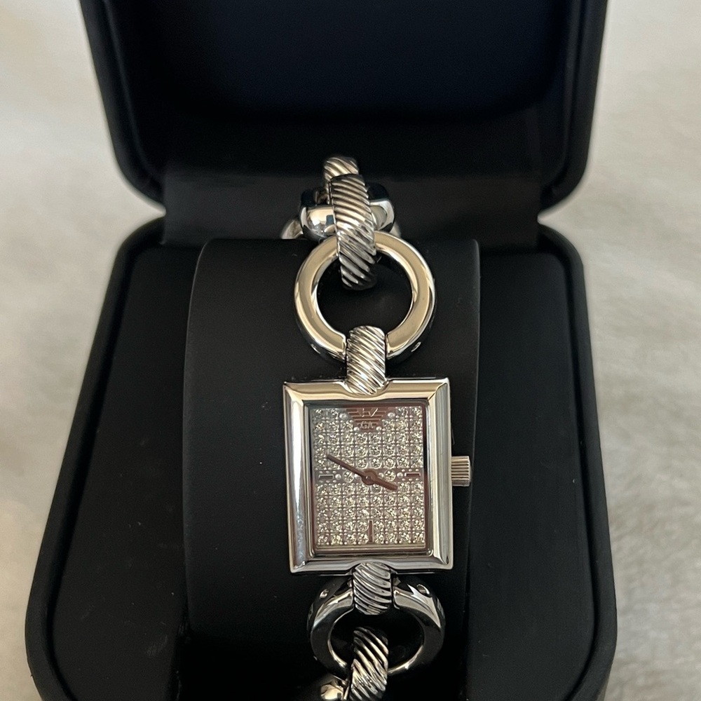 Emporio Armani Silver and Black Women's Watch
